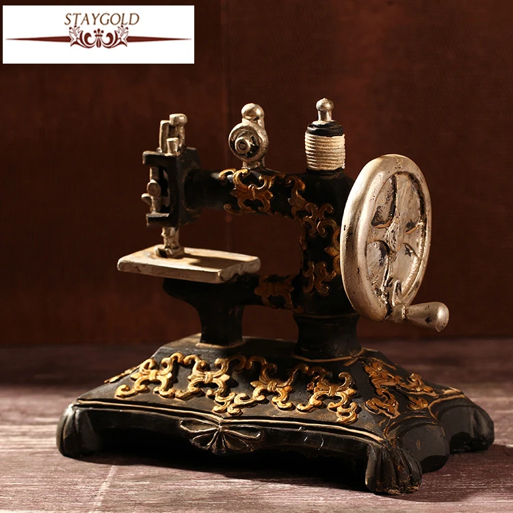 Staygold Shabby Chic Zakka Furnishing Vintage Home Decor Sewing Machine Decoration Accessories Home Resin Model