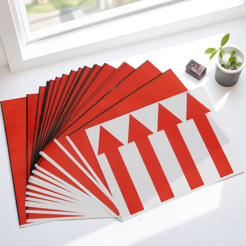 

100pcs Arrow Red Directional Adhesive Arrow Indication Sticker Decals For Floor Wall Marking Indication Safety Warning Signs