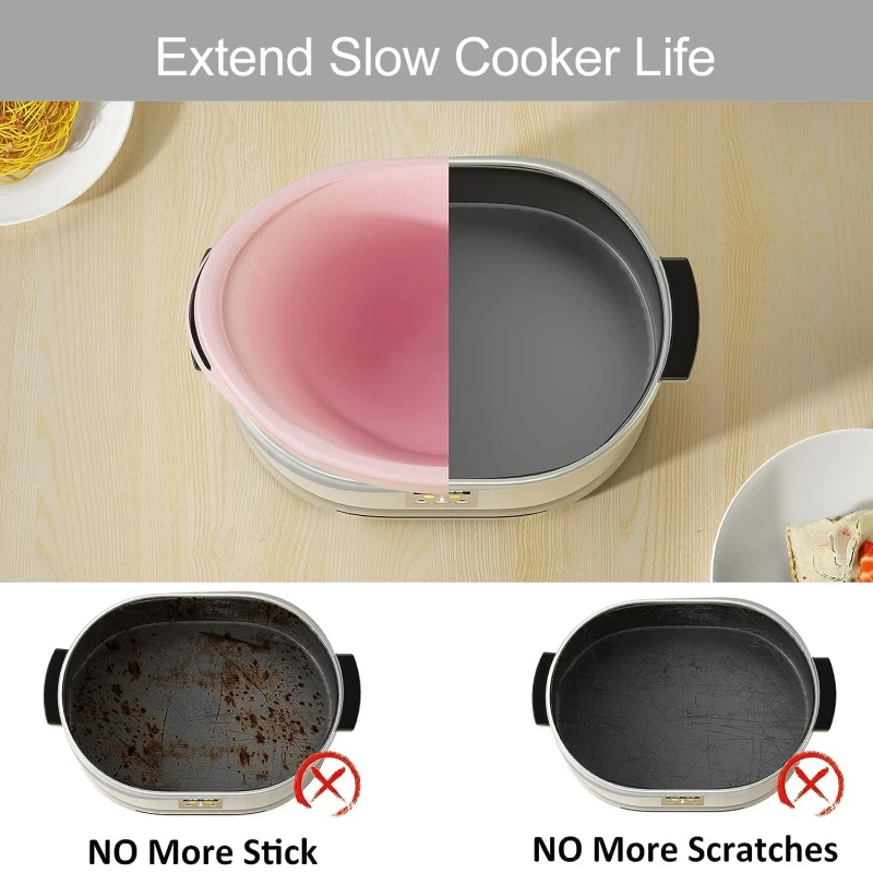 Doublure de mijoteuse pour casseroles en silicone, sacs de cuisson réutilisables, non ald, étanche, résistant à la chaleur, fournitures de cuisine, 8QT, 1PC