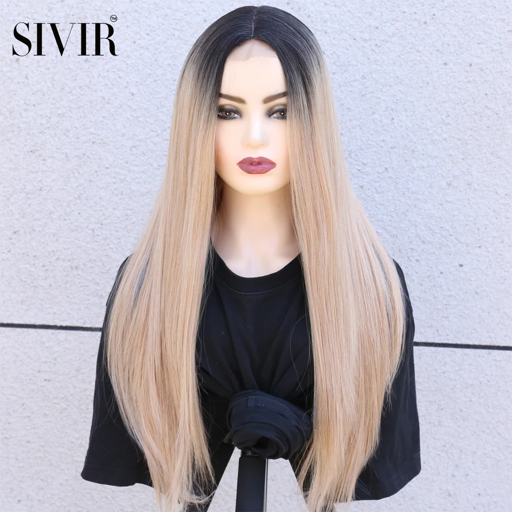 Sivir Middle Parting Synthetic  Wigs For  Women Long Lace Straight  Hair Pink/Purple/WHite/Brown Color  High Temperature Fiber