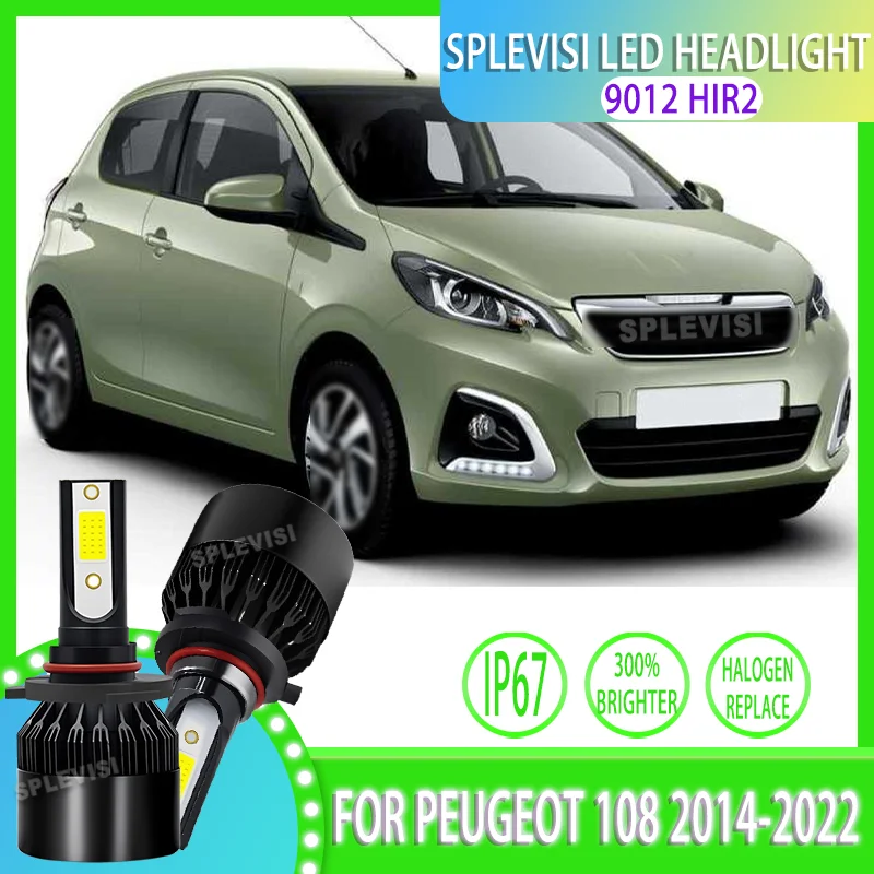 High Power Efficient Heat Dissipation COB LED Headlight Bulbs Headlamp For Peugeot 108 2014 2015 2016 2017 2018 2019 2020-2022