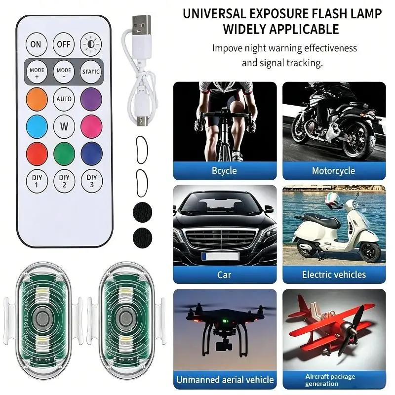 Waterproof Remote RGB LED Strobe Flash Lights for Motorcycles Perfect for Night Rides