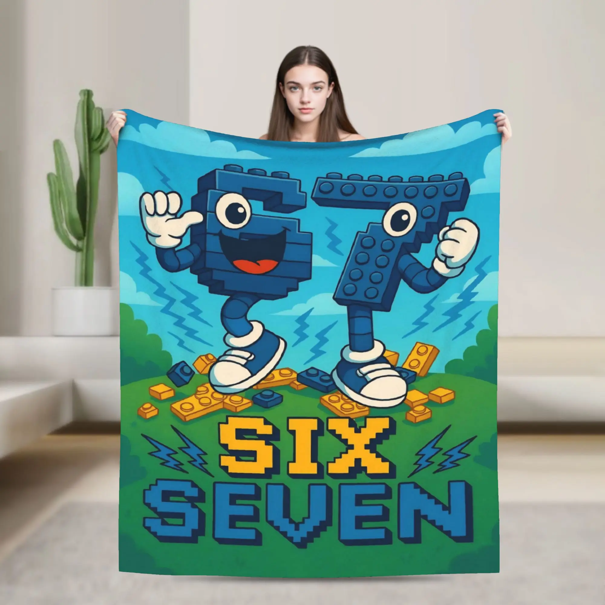 funny Six Seven 67 Meme 6 7 meme Stuff Blanket Ultra-Soft Velvet  Throw Blanket Cozy Bedspreads