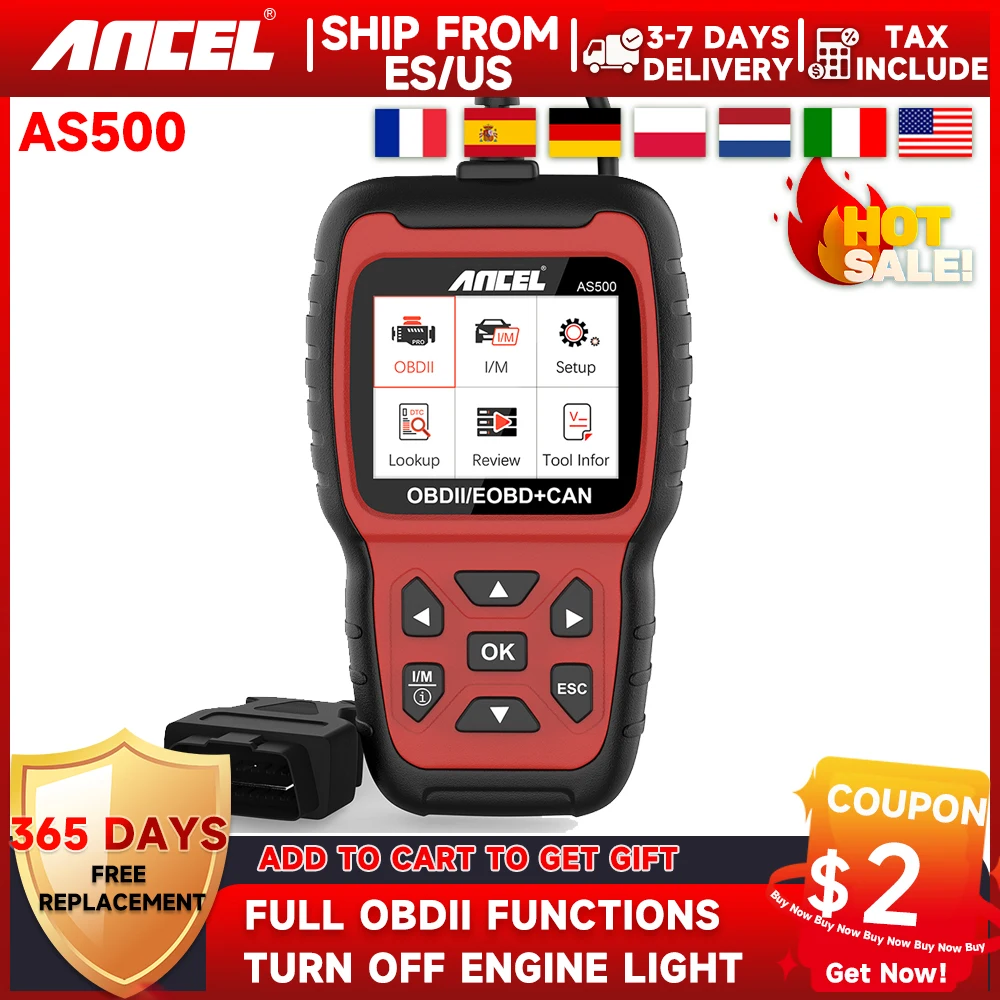 Ancel As500 Obd2 Scanner Mechanische Werkplaats Tools Enigne Code Lezer Lezen Obd Auto Diagnostiek Levenslange Gratis Update