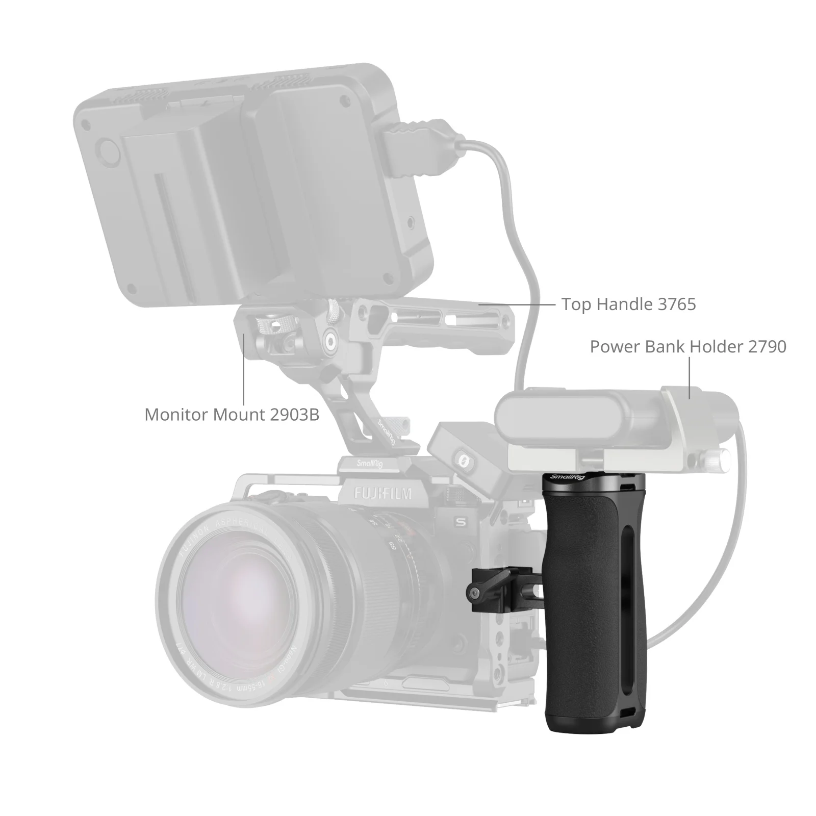 SmallRig mini NATO Side Handle Left and Right Changeable Vertically Adjustable to 43mm Side Handle Load 6kg 4840