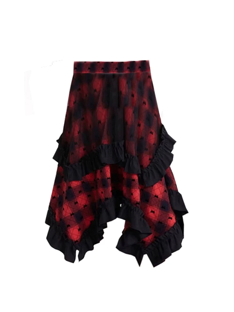 

Women's Red Plaid Skirt Vintage Korean A-Line Long Skirts Harajuku Y2k 90s Aesthetic Skirt Emo 2000s Trashy Clothes Summer 2024