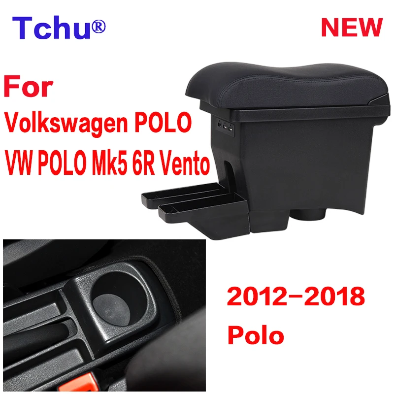 

For Volkswagen Polo Armrest 2012-2018 new For VW POLO Mk5 6R Vento Car Armrest box Center Storage box accessories Retrofit