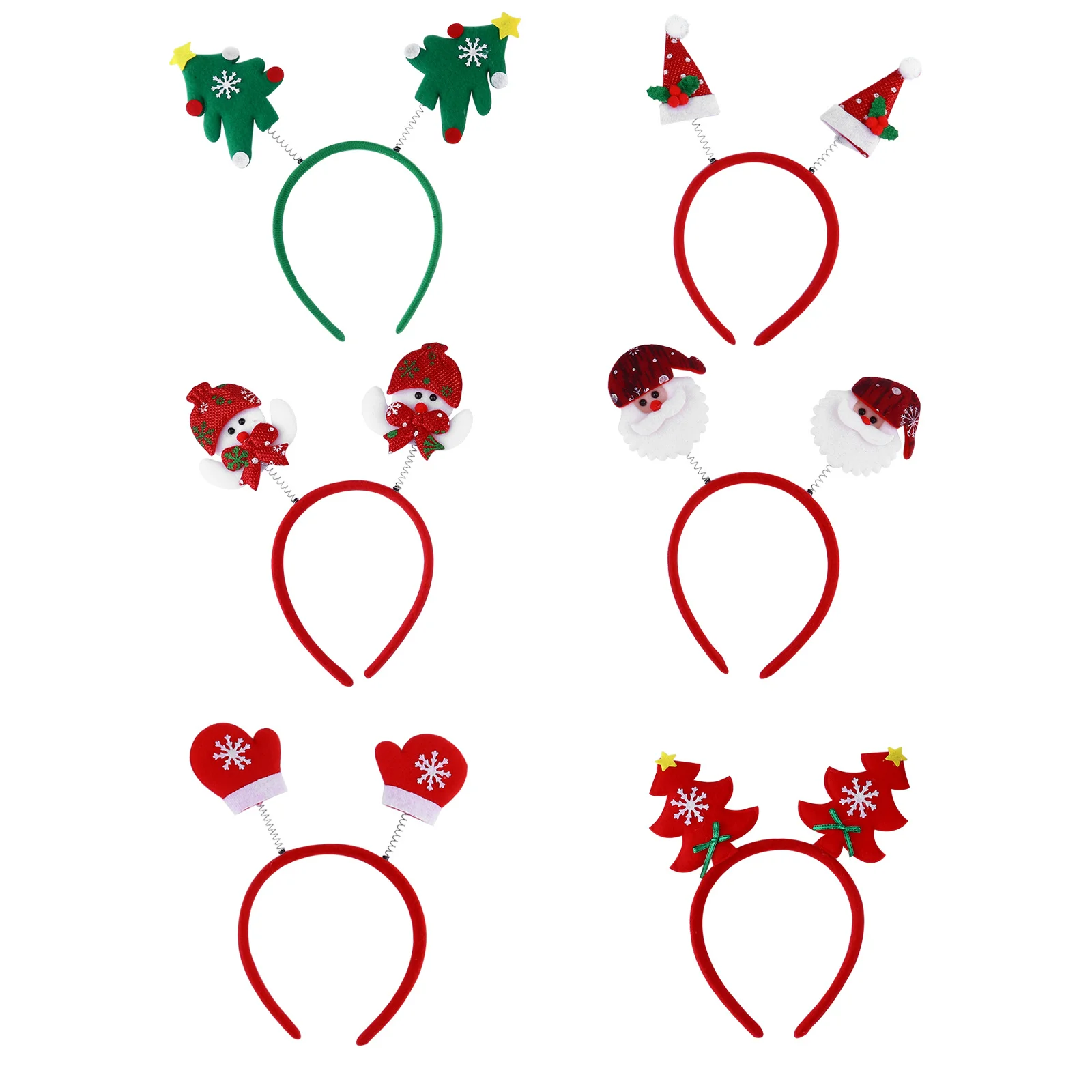 

6 Pcs Christmas Headbands Xmas Tree Snowman Cartoon Hairband Santa Claus Decoration Party Hoop Festival Headdress