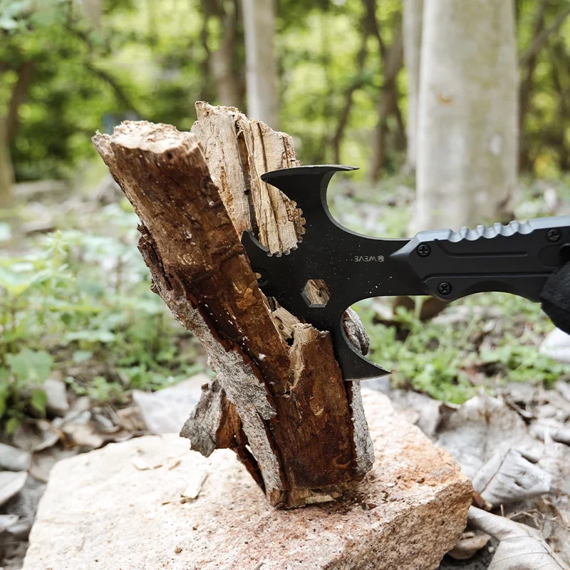 Outdoor Portable Multifunctional Camping Tactical Axe Self-defense Emergency Hammer Survival Whistle Fire Tool