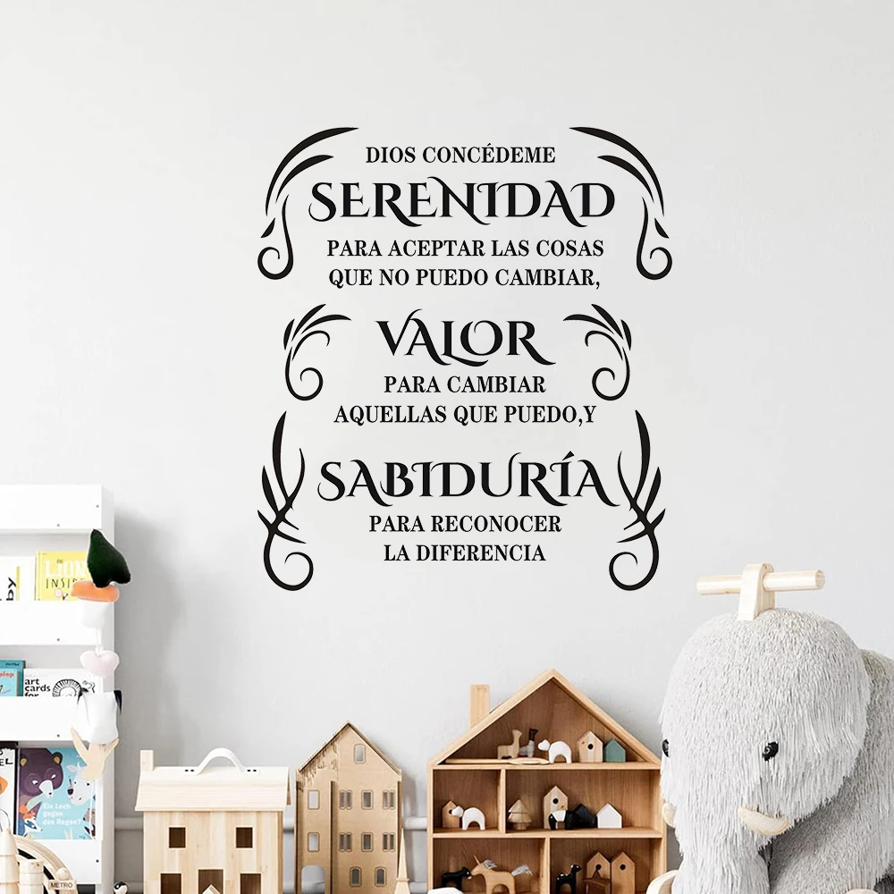 Spanish Prayer of Serenity Wall Sticker Kitchen Christian Bible Verse Jesus Wall Decals for Living Room Bedroom