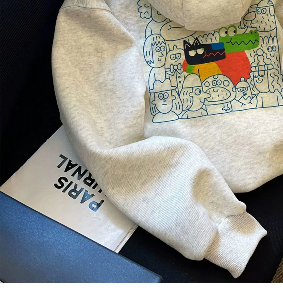 2024 new autumn winter gray hooded sweatshirt for women with niche design, oversized retro and stylish super good-looking top