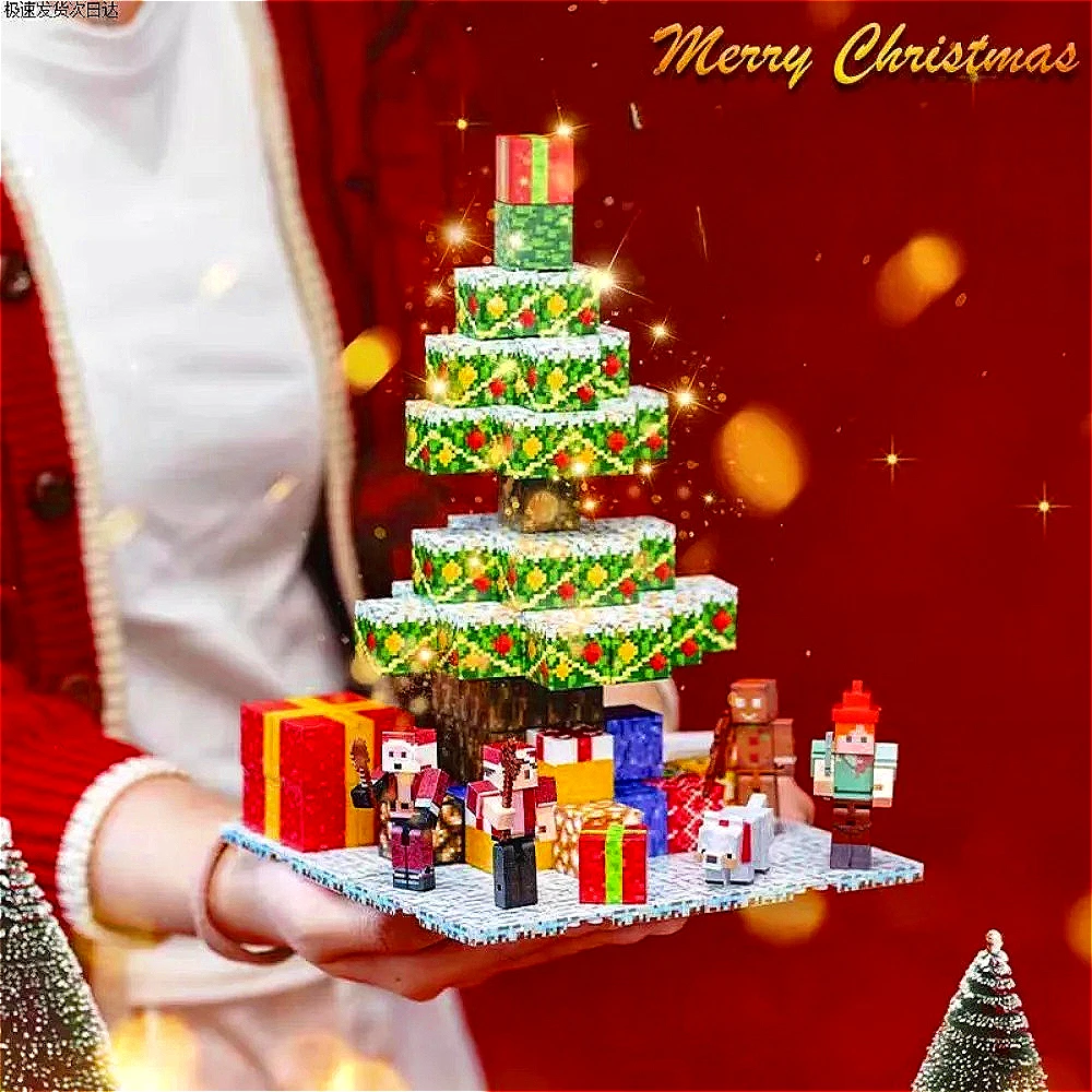 DIY Kerst Elanden Herten Kerstman Bouwstenen Magnetisch Speelgoed Bakstenen Kubus Magneet Magma DIY Kinderen Educatief Speelgoed