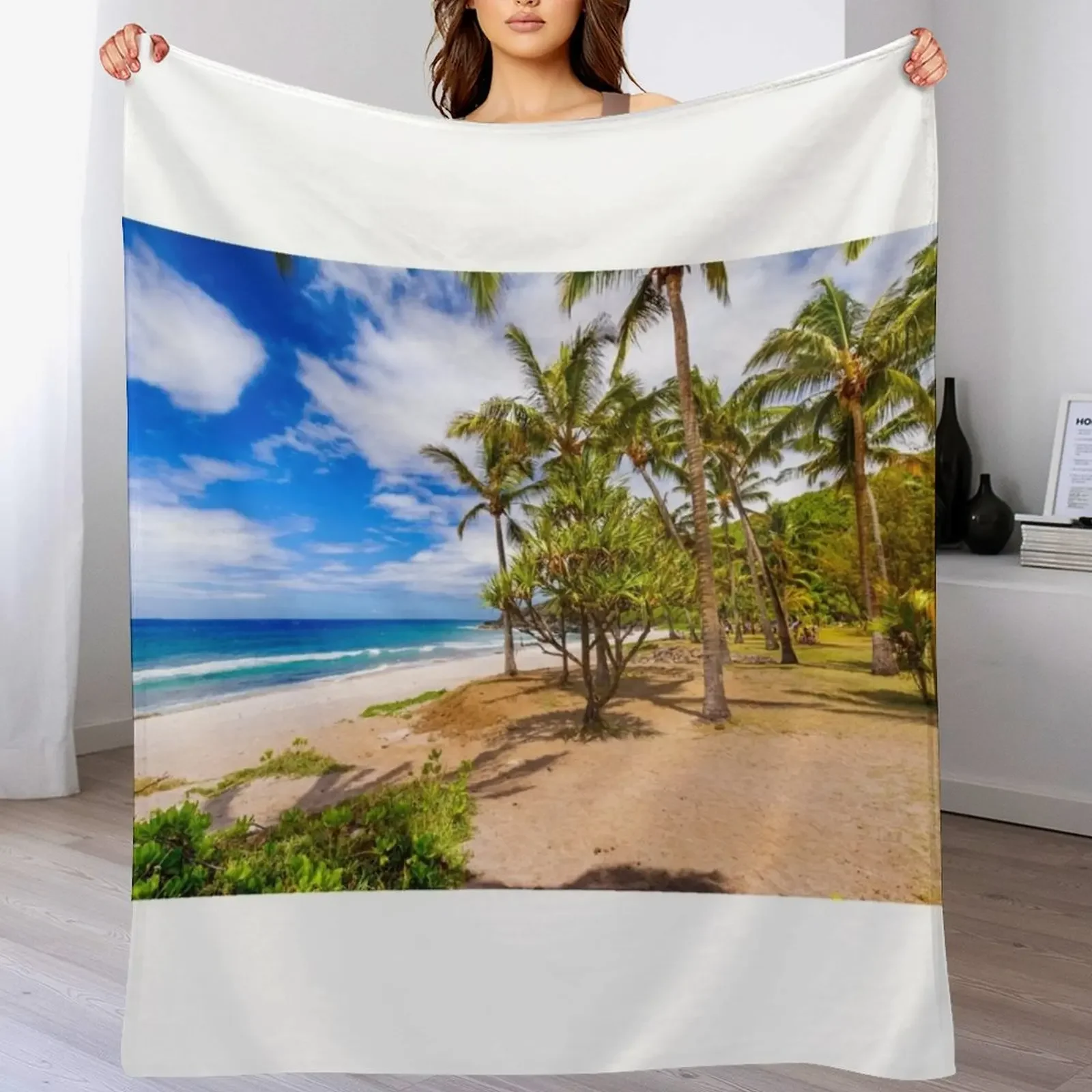 

Beach of Grande Anse Throw Blanket Custom Tourist Loose Bed Blankets