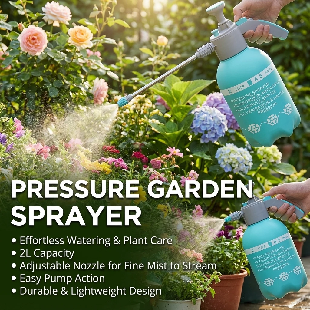 2L Hand Pressure Water Sprayer Portable Garden Pump Sprayer Weeds Pest Spray Bottle Plants Sprinkler Car Wash Spray Watering Can