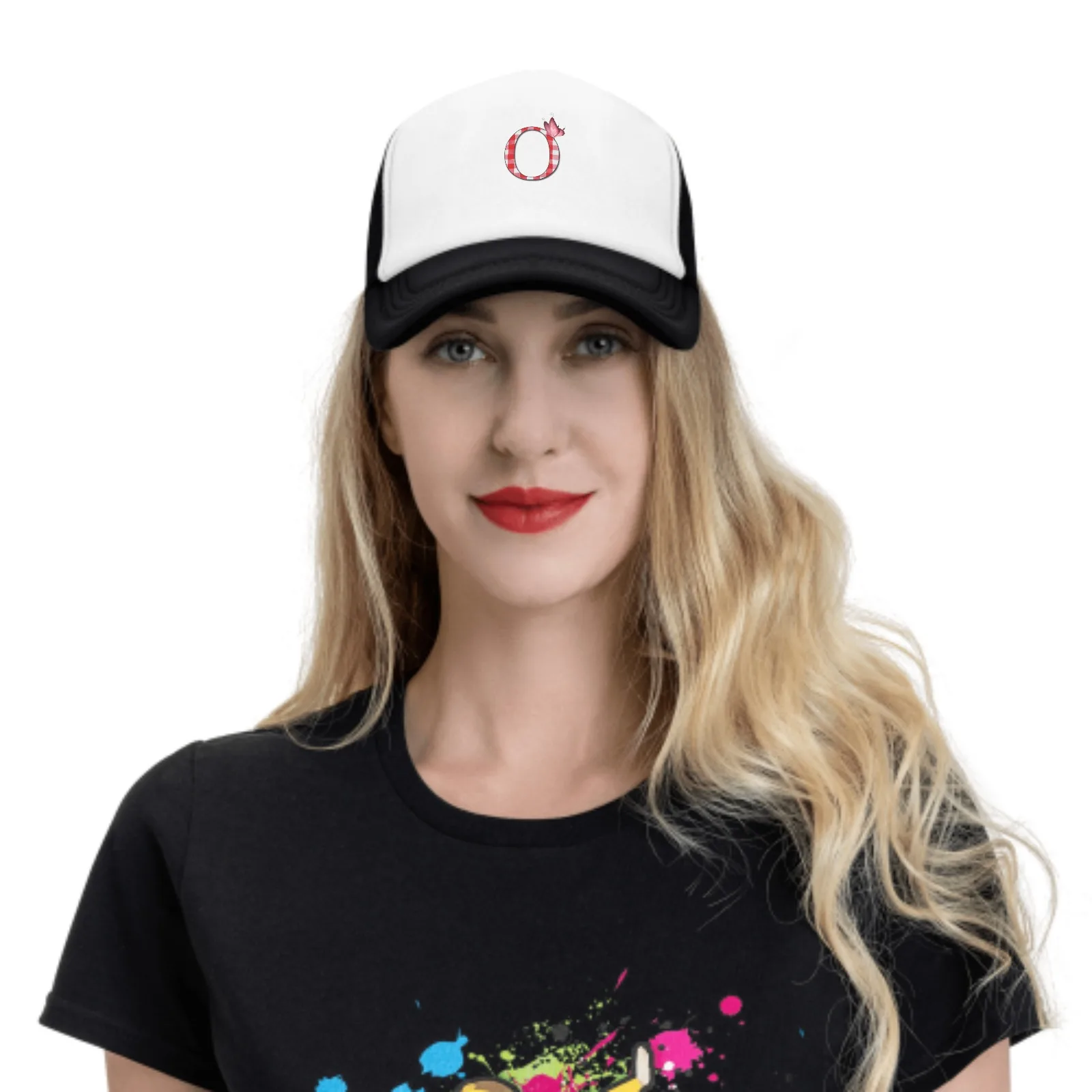 Red Letter O Baseball Caps Fashion Trucker Hat Unisex Mesh Caps for Women Men Outdoor Leisure Travel Neutral Sun Hat