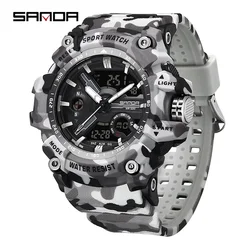 SANDA 3355 Electron Clock Brand Men's Sports Watches G style Military Quartz Watch Waterproof Wrist watch for Men Double Display