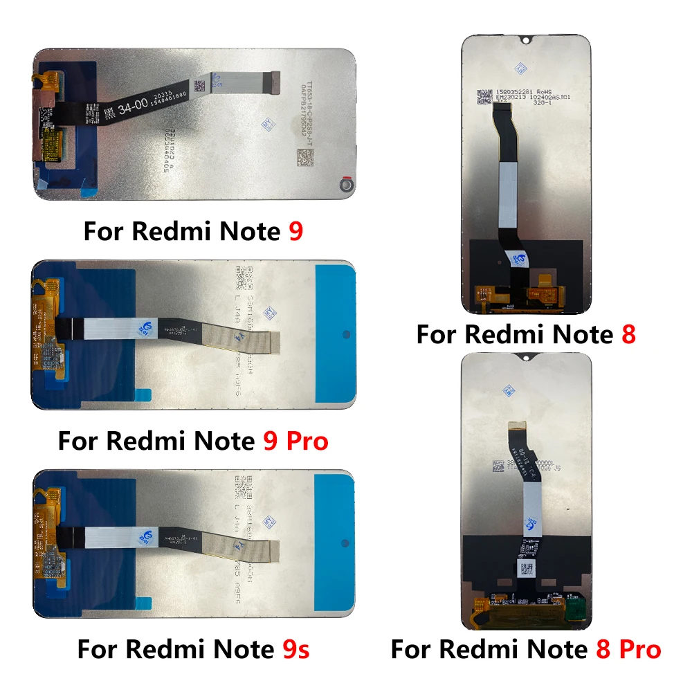 Conjunto de digitalizador de tela sensível ao toque para Xiaomi, Redmi Note 7, 8, 9, 9S, 10, 9T, Poco M3, X3 Pro