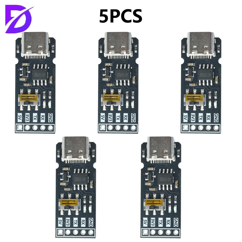 1-5pcs USB-to-TTL Serial Port Module with Toggle Switch for Selecting 3.3V/5V Communication Levels Serial Port Conversion Module