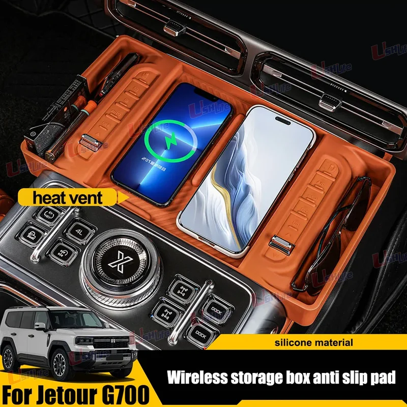 Car Center Console Gear Shift Panel Silicone Pad Box Central Control Organizer Car Accessories For Jetour g700 G700 2025 2026