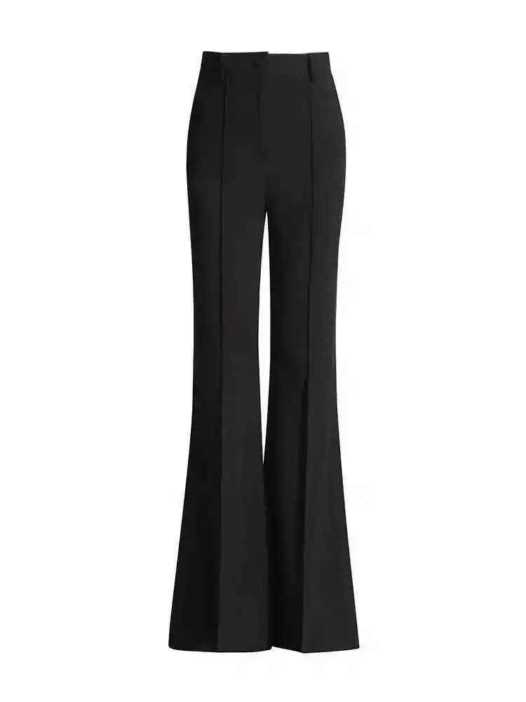 High Quality Women's Blazer With Gold Floral Embroidery Chic Formal Two Piece Set Stylish Coat And Flared Trousersкостюм