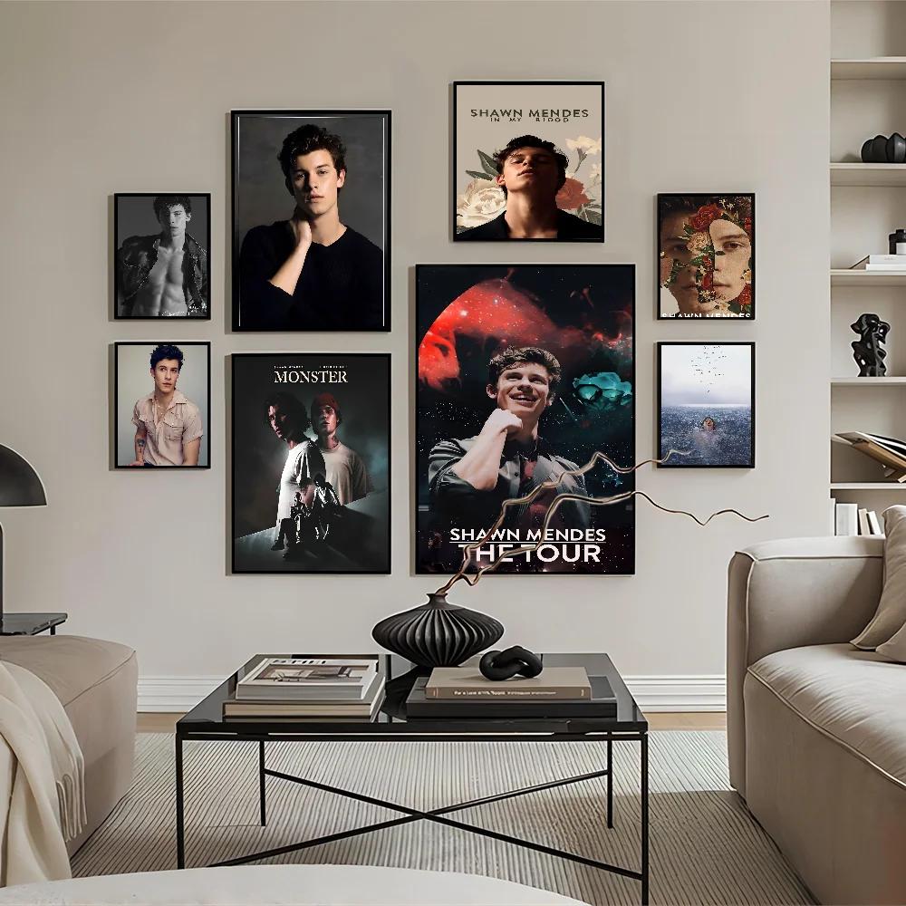 S-Shawn Mendes Popular Singer Vintage Posters Sticky Whitepaper Prints Posters Artwork Posters Wall Stickers