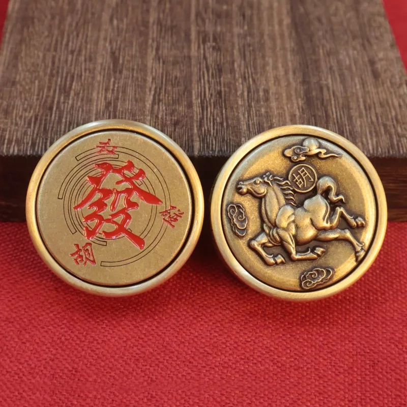 4.3cm Brass Fidget Spinner Mahjong Tai Chi Gossip Pattern Metal Hand Spinner Antistress Adult Fidget Toys Stress Relief Toy