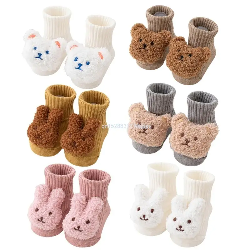 Infant Cartoon Floor Socks Nonslip Rubber Soles Cotton Terry Knee Socks Prewalker Floor Socks 0-3Year Foot Warmers Dropship