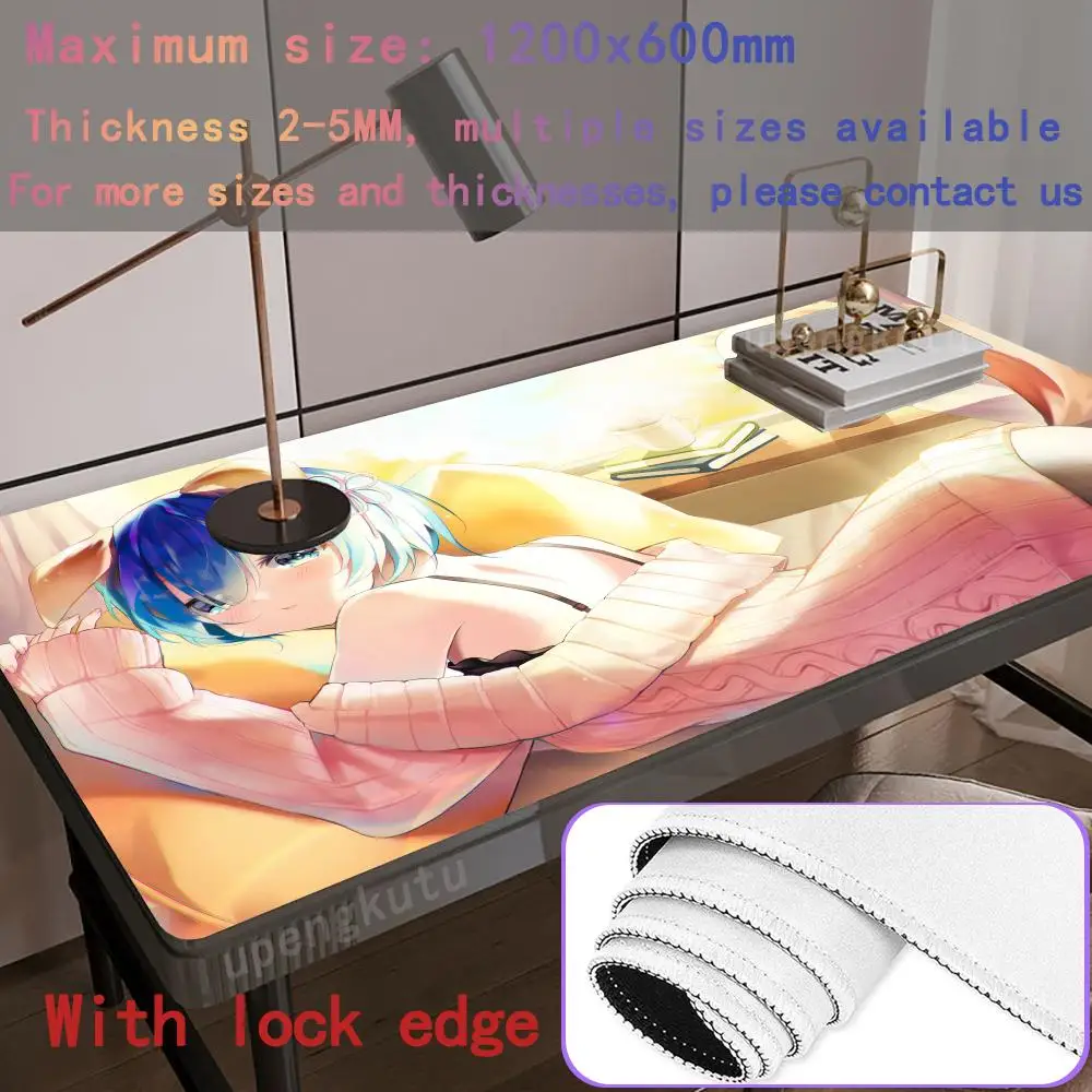 MRGLZY Re Zero Mouse Pad Gamer Anime Sexy Cute Girl Rem Large DeskMat Placemat Computer Gaming Peripheral Accessories MousePad