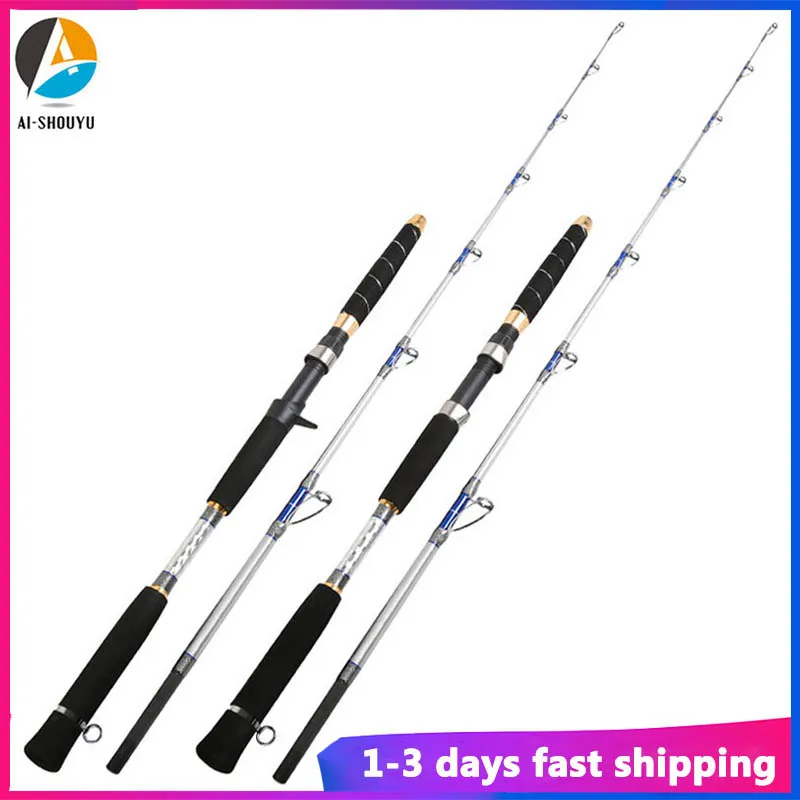 AI-SHOUYU 2022 New Offshore Boat Fishing Rods 1.65m 1.8m 1.98m Solid Tip Jigging Fishing Lure wt 500g Boat Fishing Max Drag 20kg