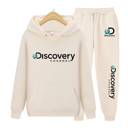 Discovery Channel Men Women Tracksuit Sets 2024 Autumn Winter Mens Hooded Jacket+Pants Suit Men's Casual Sportswear Sets Male