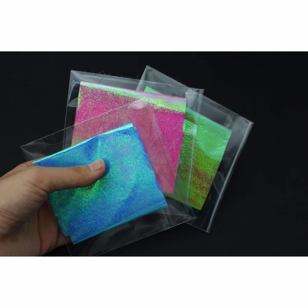 Tigofly 3 colors 8X20cm Fly Tying Embossed Rainbow Film Sabiki Rig Glitte Shrimp Flash Back Wings Scud Nymph Fly Tying Materials