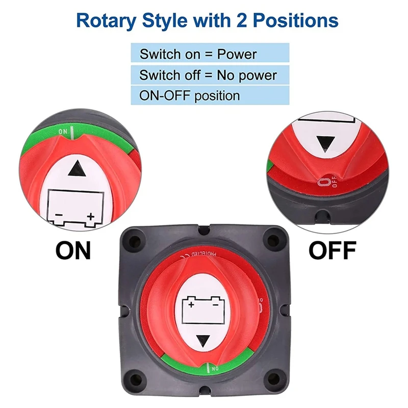 12V Battery Disconnect Rotary Switch Cut On/Off Set Waterproof Marine Switch For Car SUV RV Marine Boat