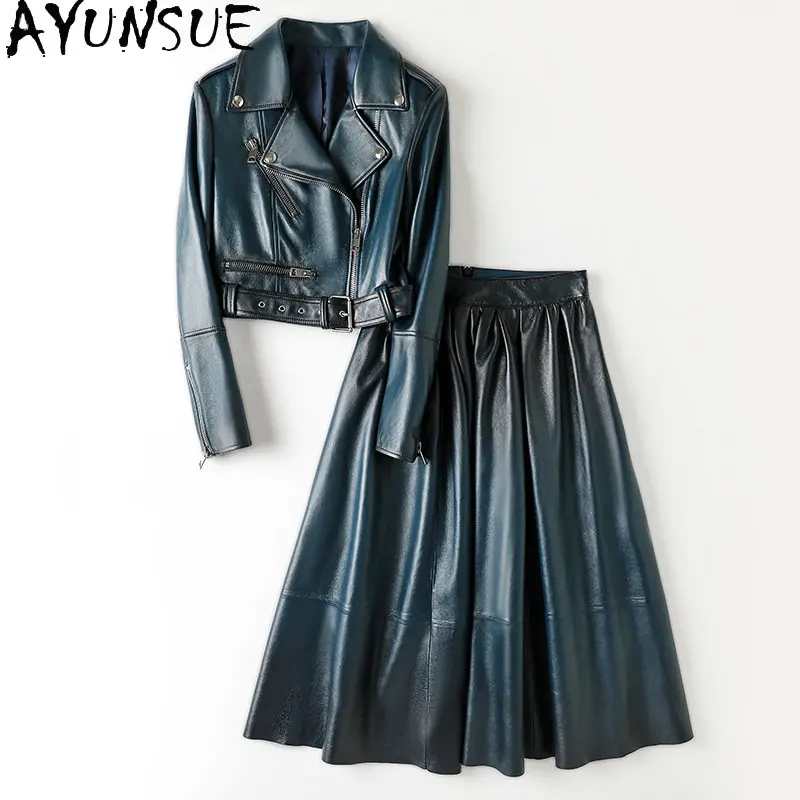 Real Leather Jacket Women Motorcycle Jackets Fall Winter 2022 Trend Womens Sheepskin Coat Ladies Genuine Leather Sheepskin Skirt