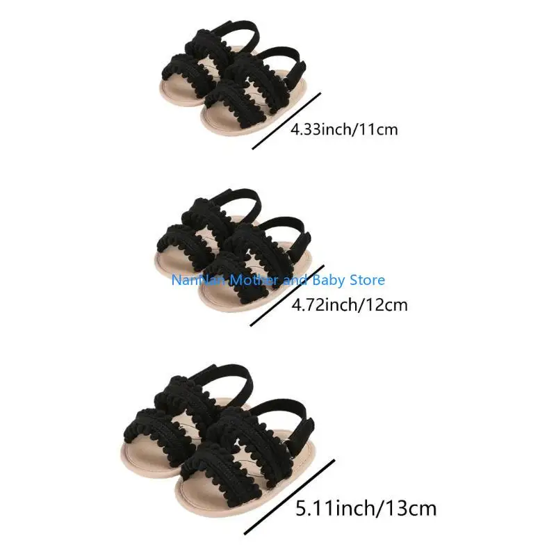 صنادل للأطفال الصغار مصنوعة من القطن والبوليستر، أحذية مسطحة مضادة للانزلاق، تصميم مريح للصيف للارتداء اليومي