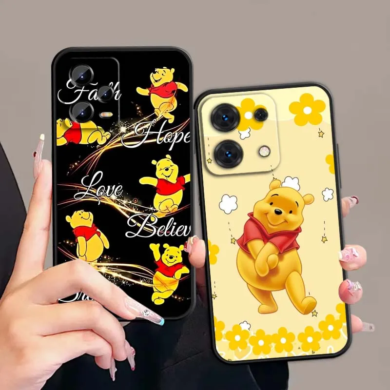 

Cute Winnie the Pooh Anime For Xiaomi Redmi Note 14 13 12 12S 11E 11 11S 11T Pro Plus 4G 5G Black Soft TPU Cover