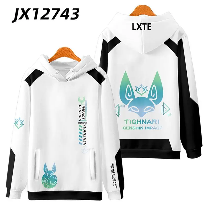 Genshin Tác Động 3D In Quá Khổ Nữ/Nam Hoodie Áo Dạo Phố Hip Hop Chui Đầu Mũ Trùm Đầu Tighnari Trang Phục Hóa Trang