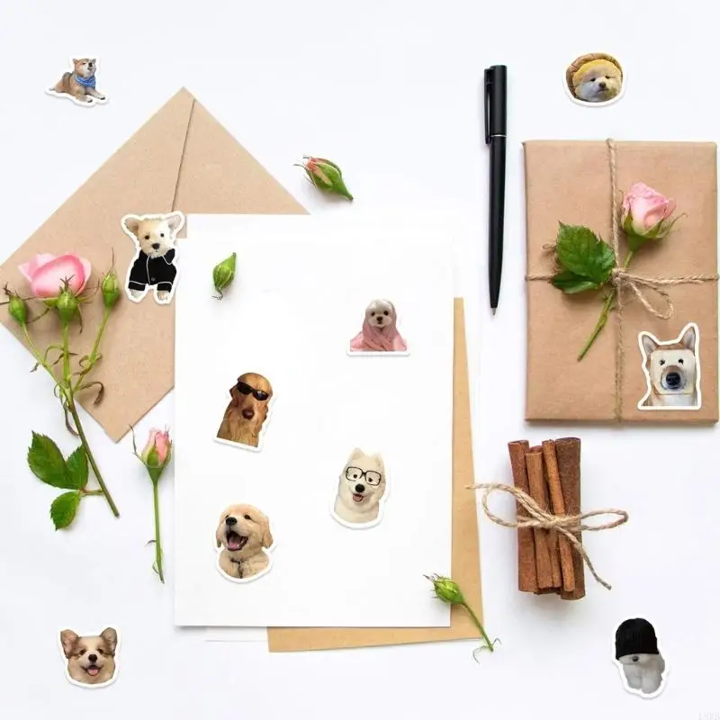 Creative Dog Face Stickers Paper Tape For Scrapbook Envelope Sealing Art And Craft Easy Peels Remove Design Sticker L8RB