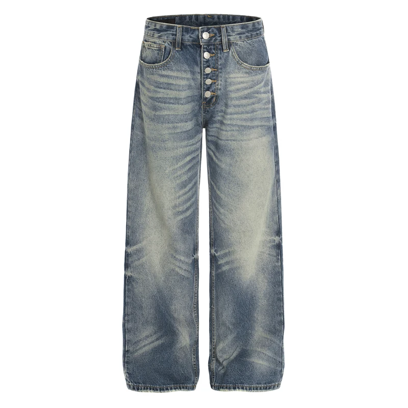 

Ретро потертые джинсы, потертые мужские джинсы на пуговицах спереди, универсальные повседневные прямые брюки, весна-осень 2026, новости