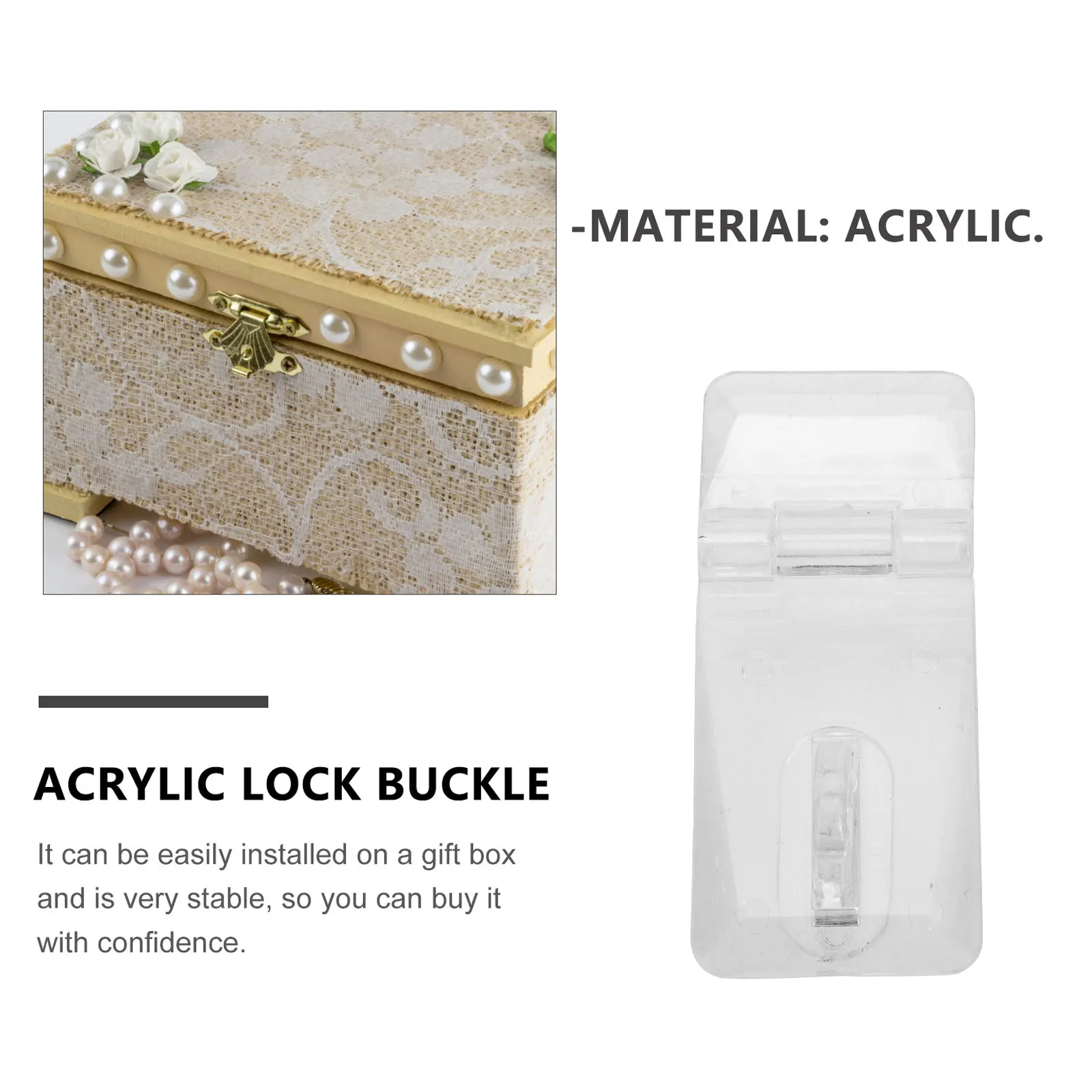 

20 Sets Hasp Lock Acrylic Bag Buckle Transparent Hinges for Kitchen Cabinets Clear