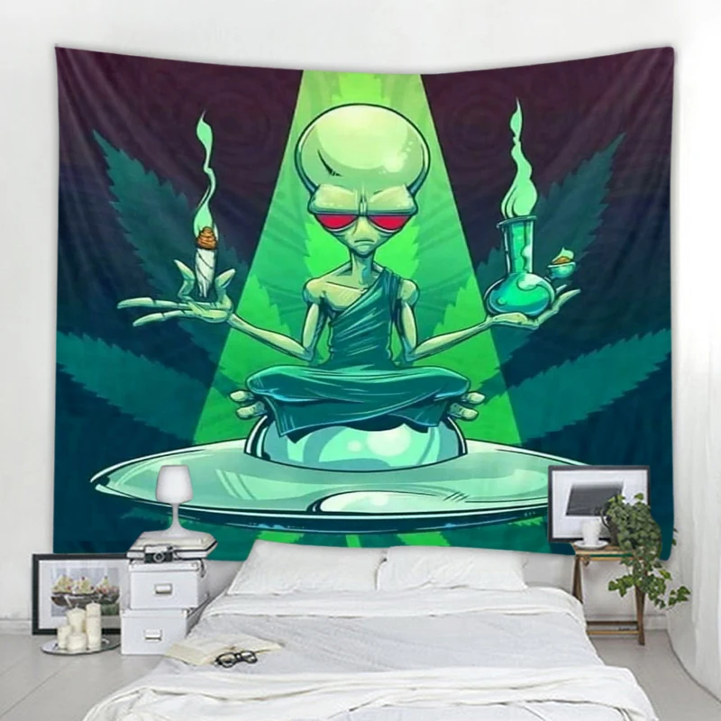 Psychedelic alien mandala tapestry, boho abstract colorful wall tapestry, home decor dorm