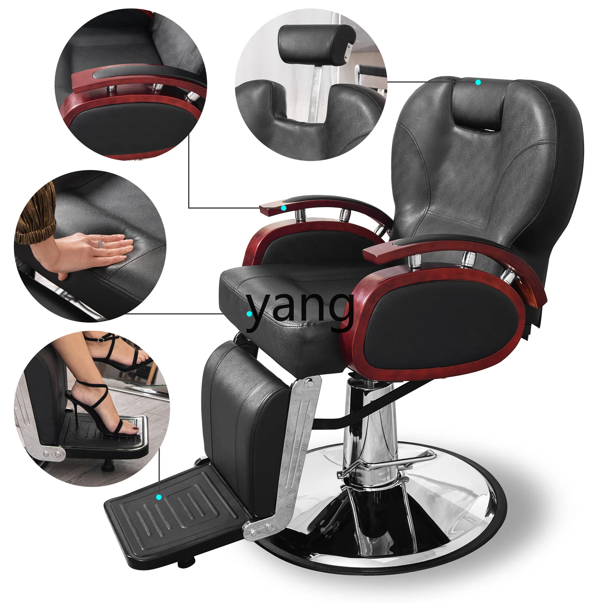 LTT reclining lift barber chair hair salon special hair chair retro oil head chair