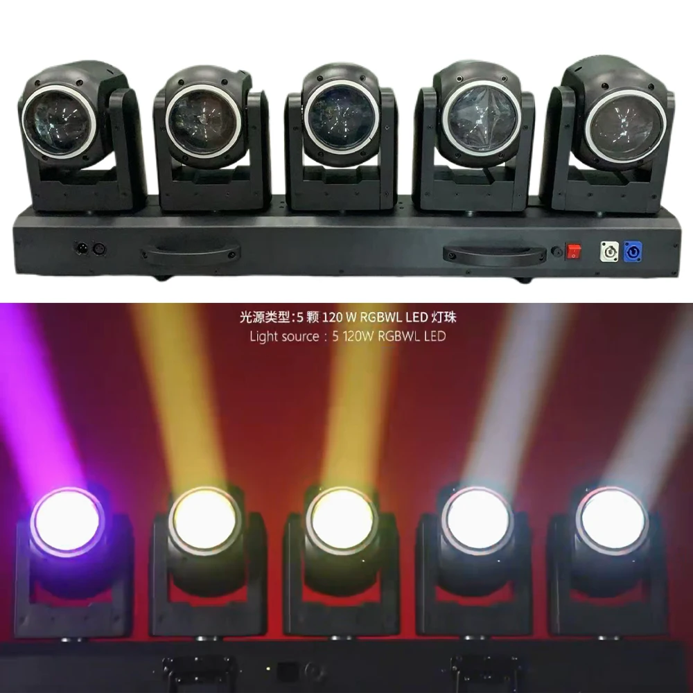 Professional 600W DJ Lighting 5 Heads LED Beam Moving Head Light DMX Control Stage Light for Club Bar Party Show