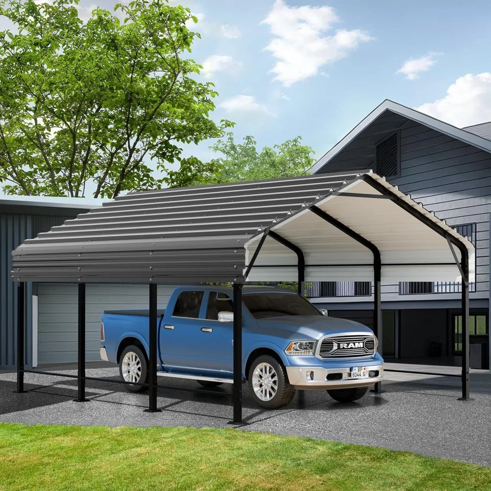 

12X15 FT Carport, Heavy Duty Carport Canopy with Galvanized Steel Roof and Frame, for Pickup, Boat, Car. Extra Large Garage