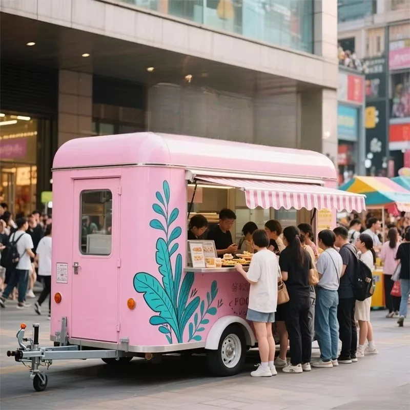 Customized Food Truck Mobile Kitchen Outdoor Catering Trailer Snack Cart Street Food Vending Trailer