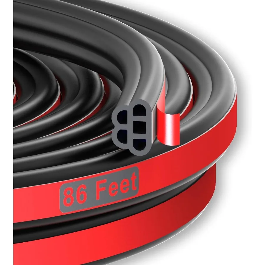 

Universal Car Door Rubber Seal Strip Self Adhesive Automotive Door Soundproofing Weather Stripping Double Layer 5Hole Auto Weat