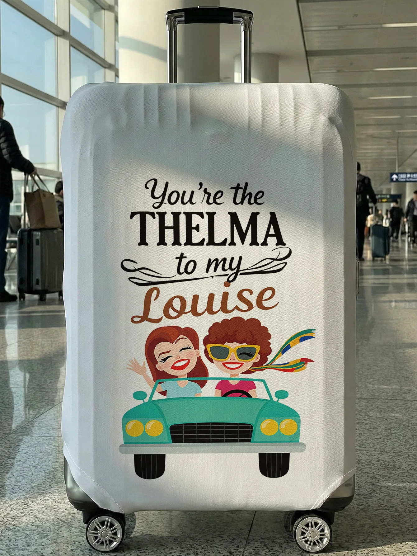

Чехол для багажа с принтом-слоганом Bestie Car, подходит для чемоданов 18-32 дюймов, чехол-накладка на ручку чемодана, дорожные аксессуары
