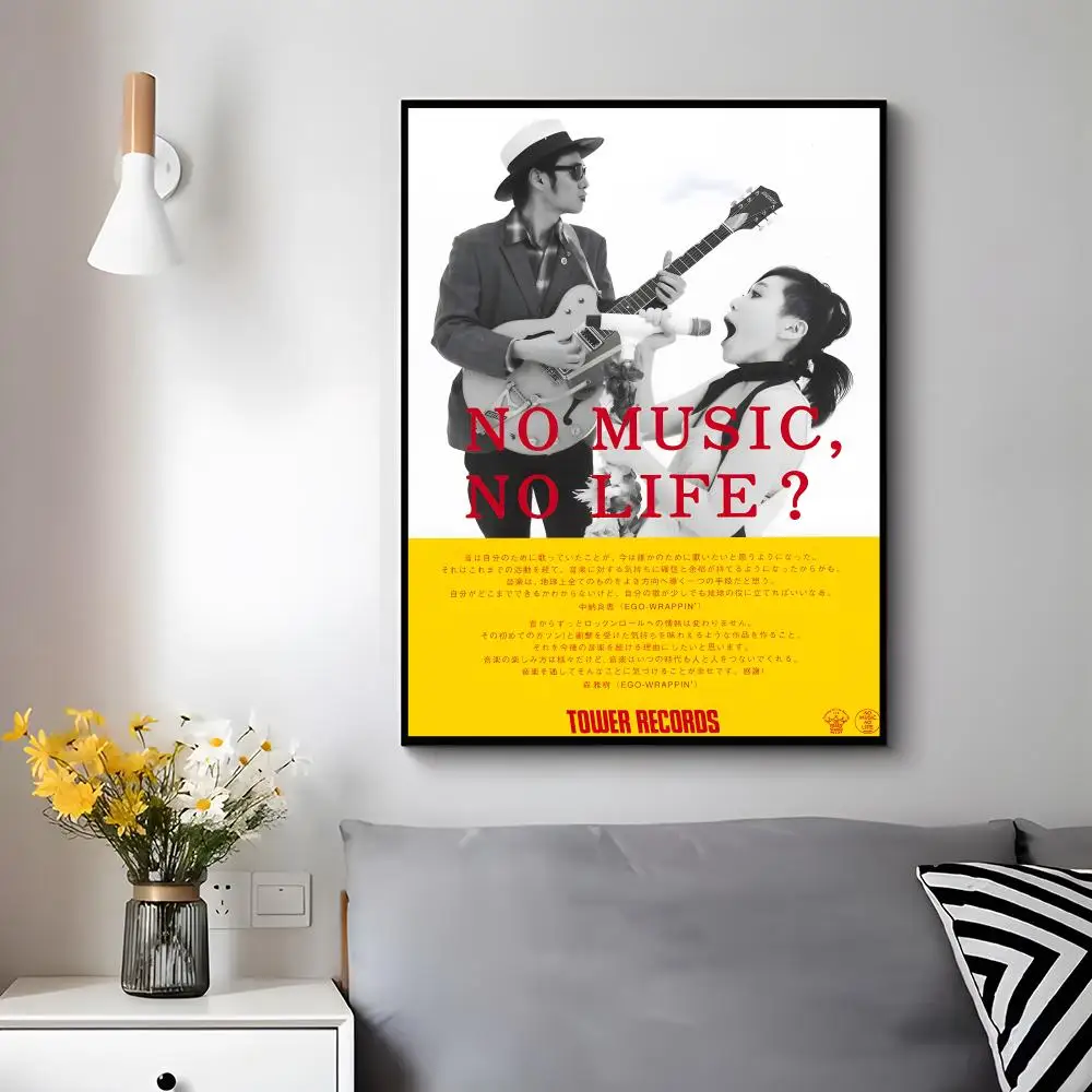 Cultural Concept J-japan no music no life Poster Trendy Aesthetic Wall Decor for Dorm & Bedroom