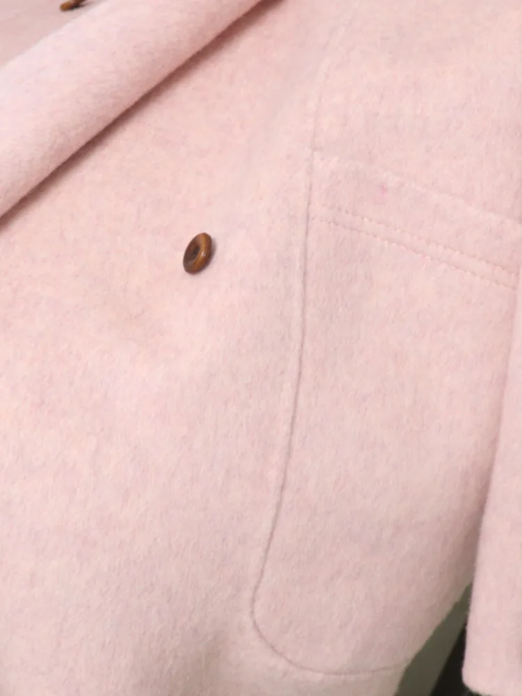 ZMEENNA – manteau en mélange de laine rose pour femme, avec boutons à Double boutonnage, col à revers, élégant et chaud, vêtements d'extérieur d'hiver, ZM4078