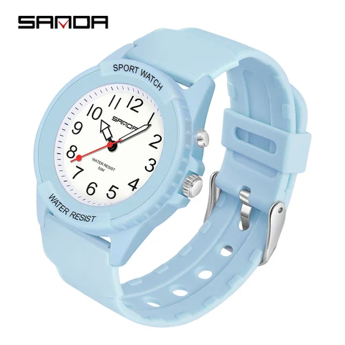 Relojes de cuarzo a la moda para mujer, accesorio de color azul claro, resistente al agua hasta 50M, pantalla luminosa, informal, femenino