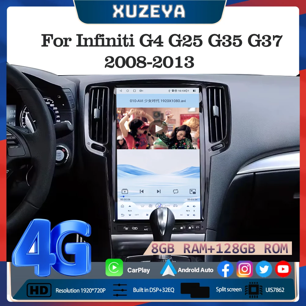 For Infiniti G4 G25 G35 G37 2008-2013 14.5 inch Android 15 GPS Navigation Car Multimedia Video Player Carplay